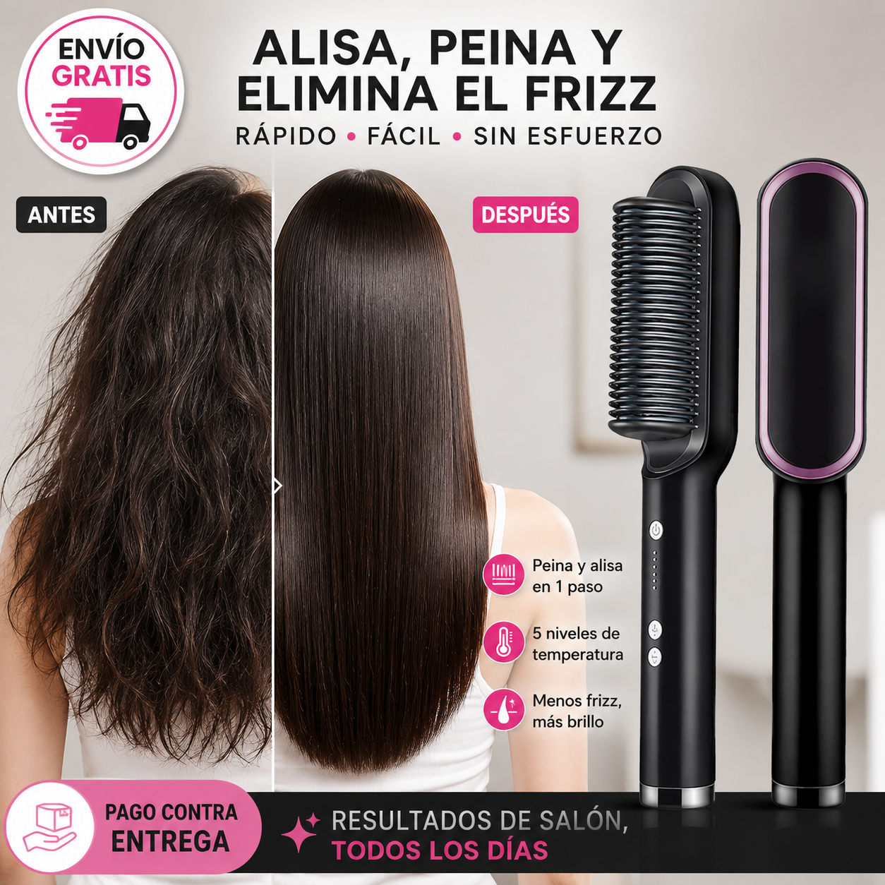 SmoothGlide Pro®: Cepillo y plancha en uno, alisado profesional en casa