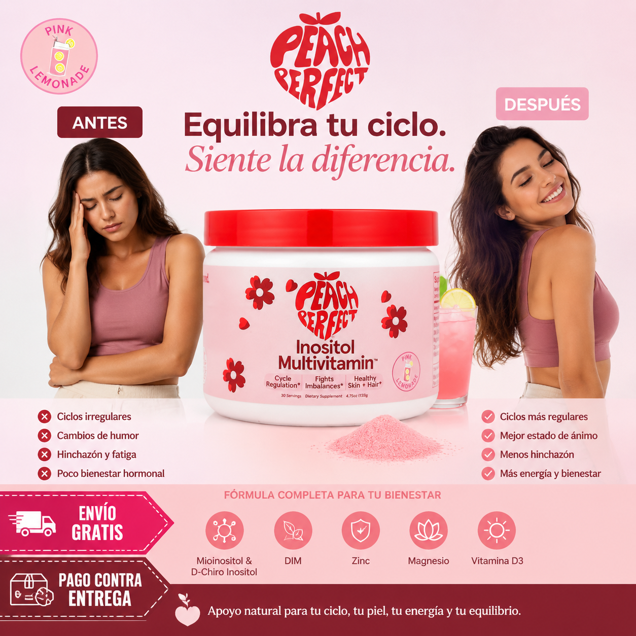 Peach Perfect®: Tu ritual diario de bienestar, en un vaso de limonada rosa
