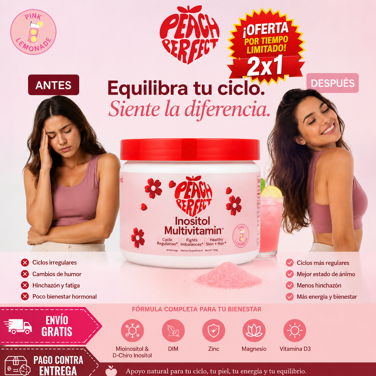Peach Perfect®: Tu ritual diario de bienestar, en un vaso de limonada rosa