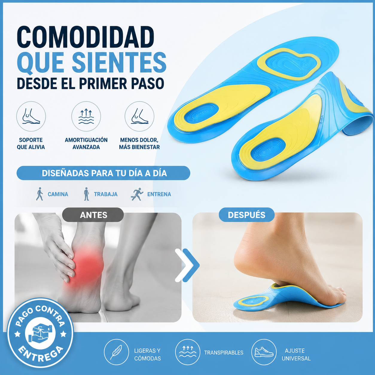 👟 ¡Camina sobre las nubes sin dolor! GelFlex® Active: Las plantillas de gel anatómicas que absorben impactos y eliminan el cansancio diario ✨