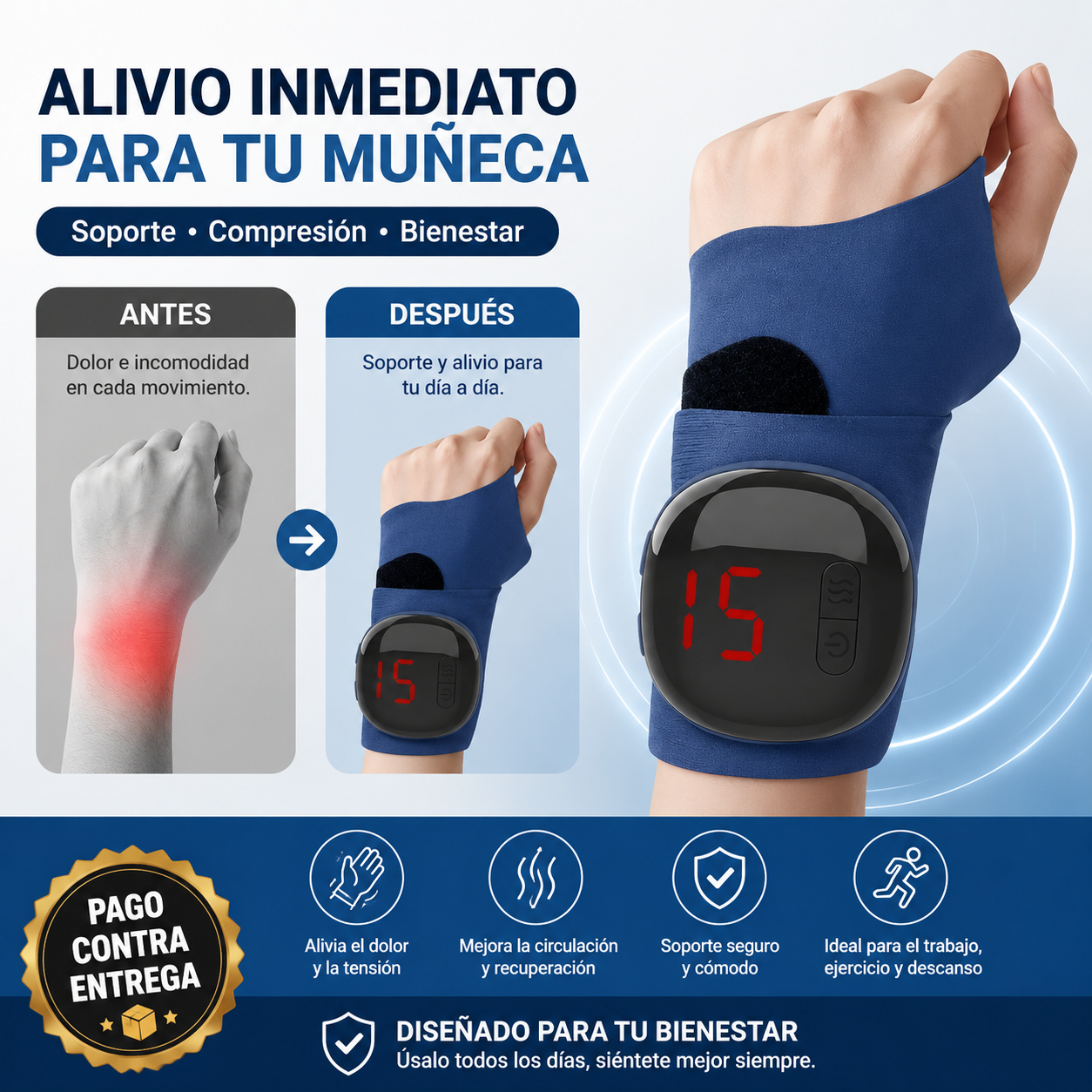 ⚡ ¡Alivio total sin analgésicos! WristCure® Pro: El masajeador de muñeca inteligente con calor de grafeno y pulsos EMS que elimina el dolor 🦾✨