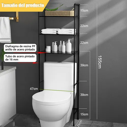¡Baño ordenado y espacioso! SpaceMax® Rack: El estante vertical de 3 niveles que organiza todo sobre tu inodoro sin ocupar suelo