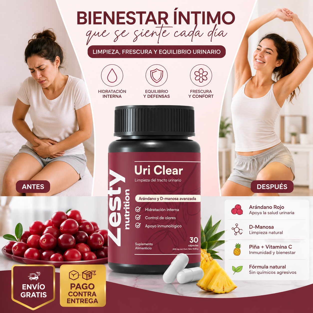 Uri Clear®: Tu rutina diaria de bienestar íntimo, con arándano y D-manosa