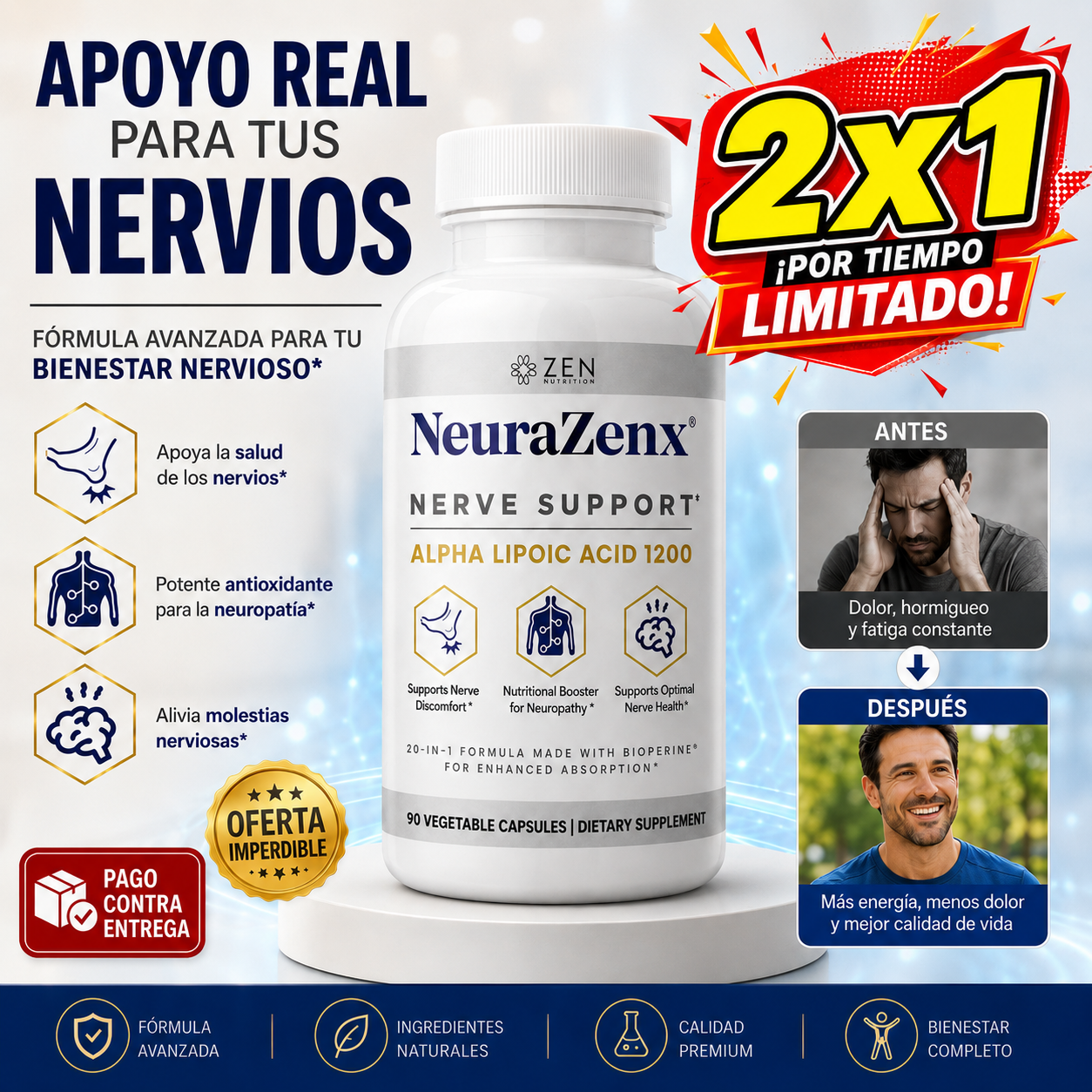 Suplemento NeuraZenx®: Nutrición Avanzada y Bienestar para tu Sistema Nervioso
