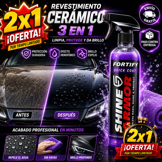 2x1 Shine Armor®: Revestimiento Cerámico 3 en 1 Sin Agua para tu Auto