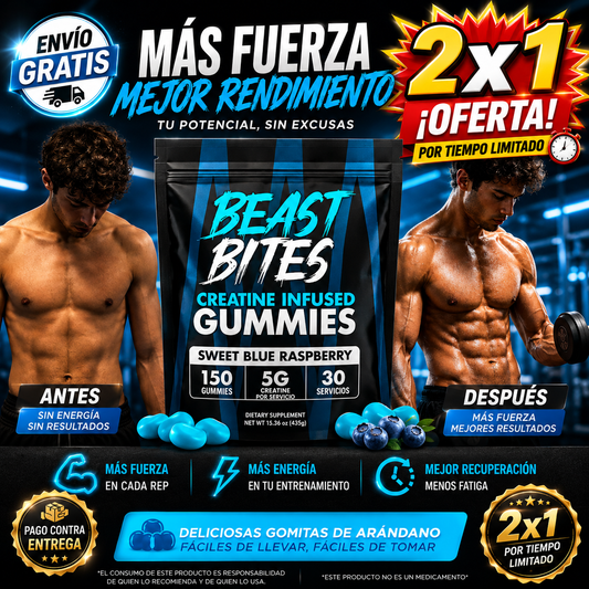 2x1 Beast Bites® Gomitas: Creatina en Gomitas de Alto Rendimiento