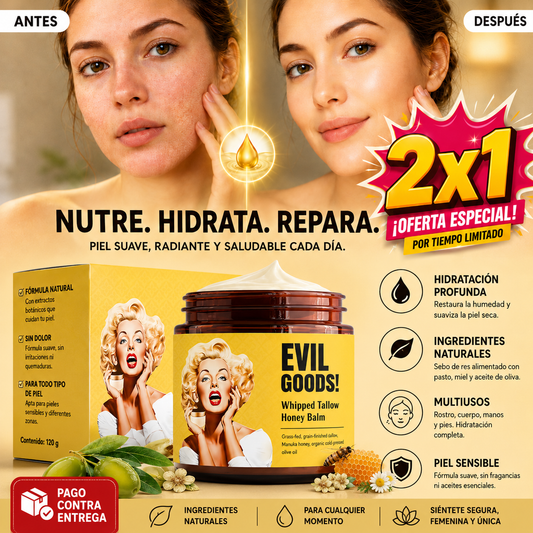 2X1 Evil Goods® Whipped Tallow Honey Balm: Hidratación profunda con sebo y miel (TIEMPO LIMITADO)