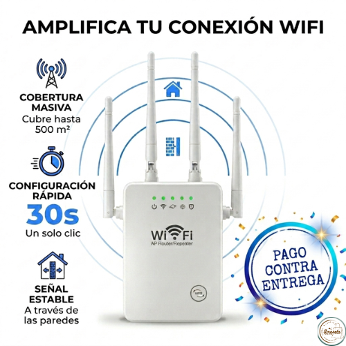 Repetidor Wifi Amplificador de Señal 300Mbps con 4 Antenas Externas